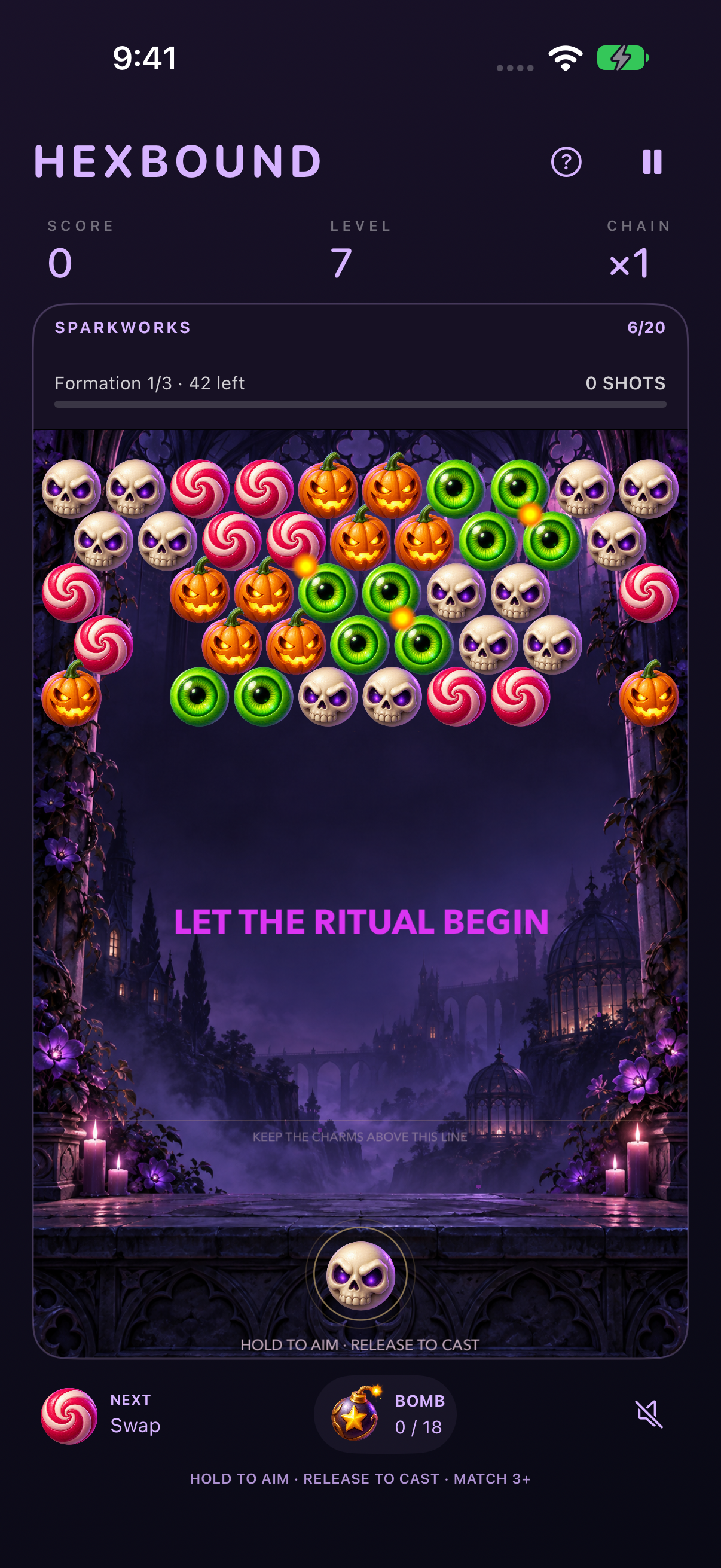 Hauntpop development gameplay with Halloween charms